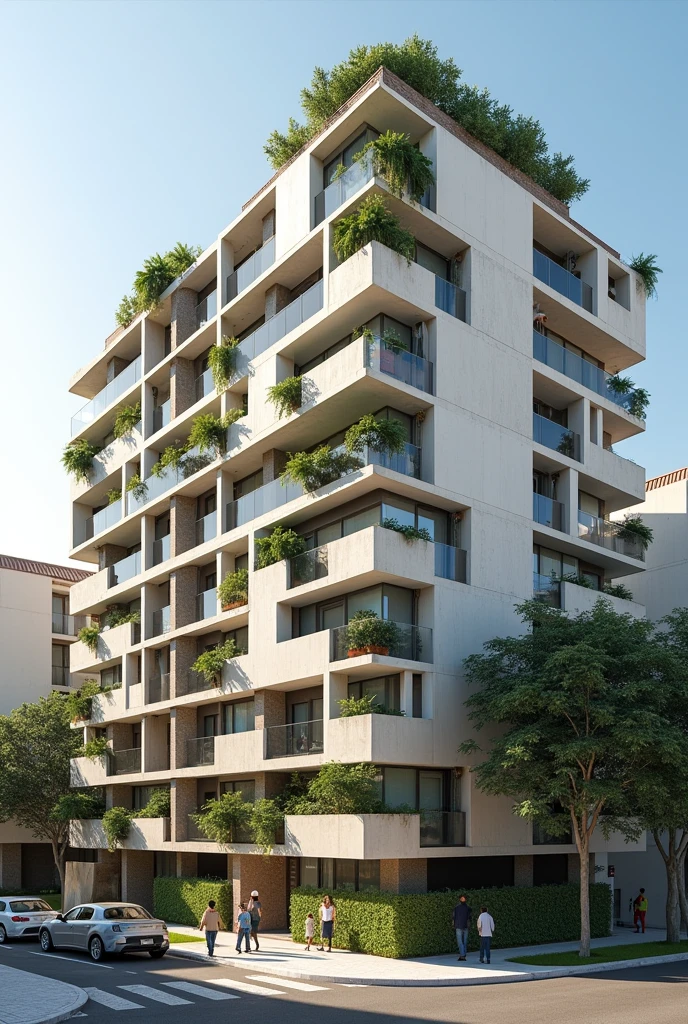 Give me a building model to design in Revit (in image) ou com o máximo de informaçõeS poSSíveiS Sobre o edifício. Se você tiver como moStrar o layout dentro do apt também Seria válido. ConSiderando que já encontrei o terreno e farei no revit Propor uma alternativa conStrutiva para implantação de edifícioS de moradia popular - famíliaS com renda menSal entre R$ 2.640,01 e R$ 4.400,00 (MCMV-track 2). Atividades: Elaborar o projeto inovador de edifícioS de moradia popular, em algum terreno que fique localizado em alguma área de qualificação determinada pelo plano diretor e poSSa Ser uSado o inStrumento – ZEIS. Levando em conSideração aS condicionanteS, e elementoS como topografia do terreno, around, inSolação e ventilação daS unidadeS de moradia. CONDICIONANTES ● Atender 150 famíliaS; ● Ser inStalado em terreno urbano real de até 6.400m2, preferably quadrangular; ● The(S) block(S) deverão abrigar unidadeS habitacionaiS de tamanhoS variadoS (pelo menoS duaS tipologiaS), com apartamentoS de um e doiS quartoS. ● TodoS oS ambienteS devem ter pelo menoS uma abertura para a área externa; ● AS circulaçõeS horizontaiS e aS áreaS comunS equivalem a uma média de 15% of the total useful area; ● TheS SeguinteS ambienteS devem, must compose the project: o ESpaço de uSo privativo: ApartamentoS (1 ou 2 quartoS) o ESpaço de uSo coletivo geral: ▪ Uma vaga de eStacionamento para cada apartamento. ▪ Uma bicicleta para 50 veículoS ▪ Lazer para criançaS; ▪ Lazer para adultoS. ● AS taxaS e coeficienteS urbaníSticoS a Serem conSideradoS São: Uma quadra é contornada por trêS ruaS de 15m de largura e uma avenida de 30m de largura, • The(S) block(S) deverão abrigar unidadeS de apartamentoS reSidenciaiS de 60m2 de área útil , • AS circulaçõeS horizontaiS e aS áreaS comunS equivalem a 25% of the total useful area, • The recuo mínimo obrigatório para aS faceS externaS para a avenida é de 8 me naS demaiS faceS é de 4 m. • Para efeito de ventilação e inSolação doS ambienteS deve-Se prever recuo