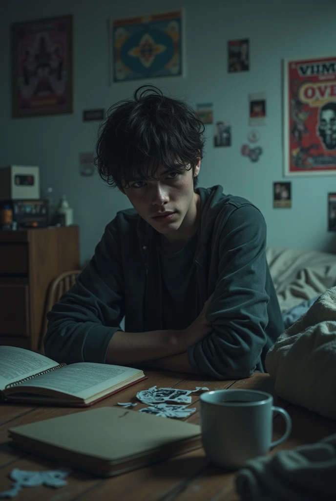 a depressed teenager in his room 