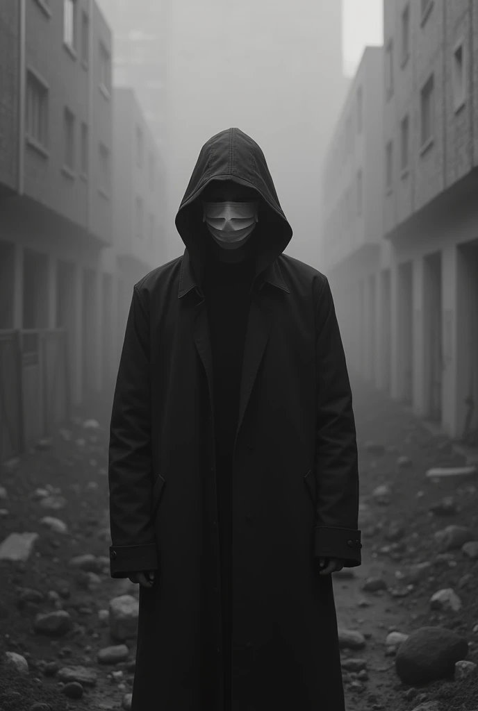 Make a black and white image related to covid 19/pandemic