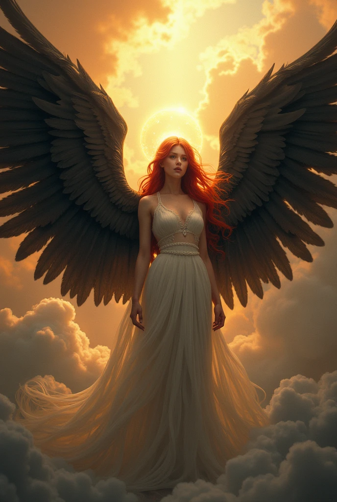 A red-haired angel with black wings