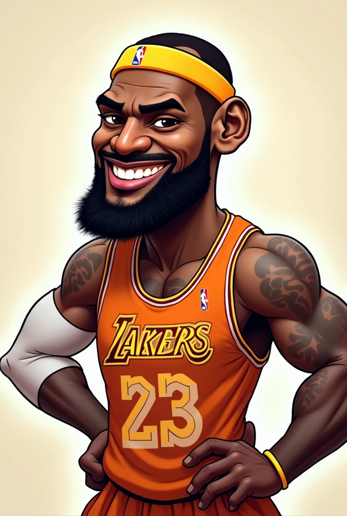 I want a Lebron James caricature where the shirt is in the foreground