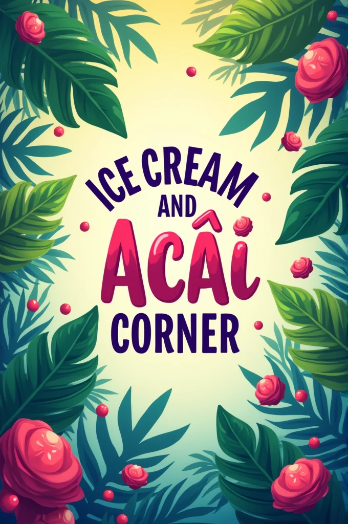 create a logo with the acai theme written "ice cream and açaí corner"
