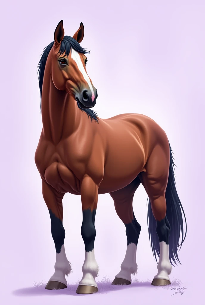 Freiberger horse, small blaze, right hind foot white, Lavender