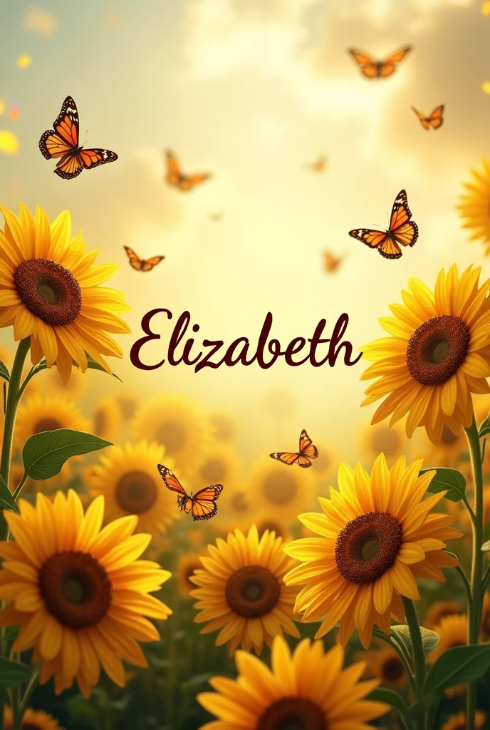 Elizabeth logo inside sunflowers and butterflies