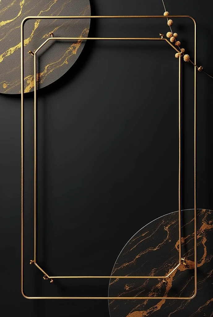 Crie um fundo minimalistic para ser usado nos stories do instagram. Use the colors black and gold, minimalistic, luxurious and without letters, only graphic elements. Leave the angle in 2D, flat image