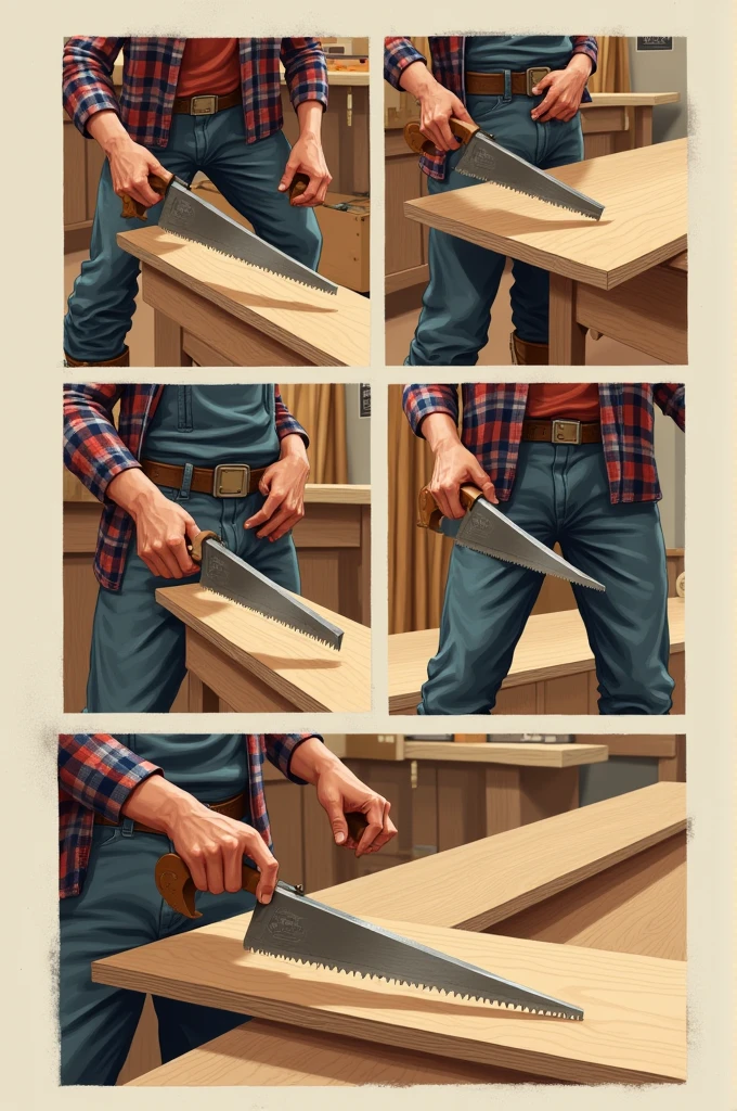 draw the steps to perform a sawing