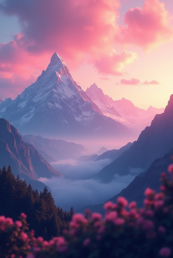 (photorealism:1.2), bokeh effect of all colors mountains