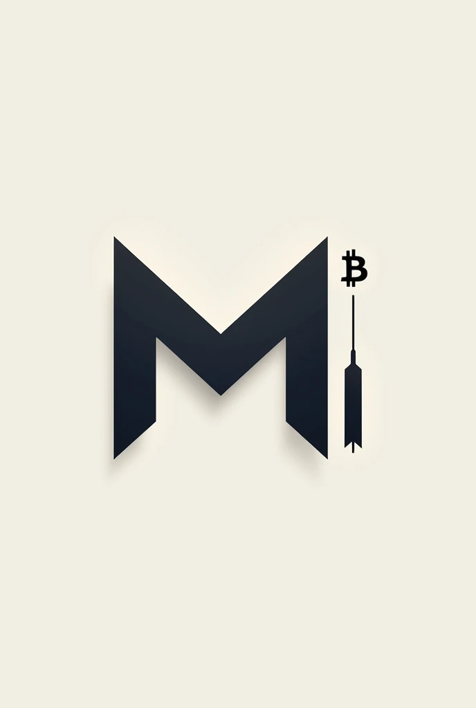 A logo with the letter M, Bitcoin and candlestick
