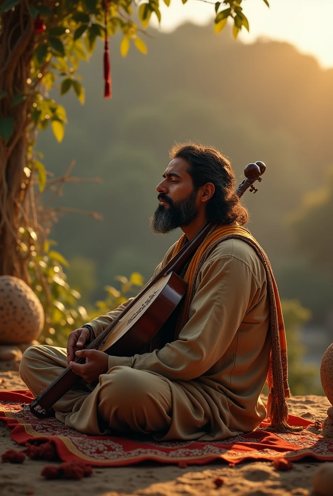 Ghazal 
Ghazal songs 
A guy 
Pakistani traditional 
Pakistani musical instruments 
Handsome but sad
Day light loneliness 
Scenic