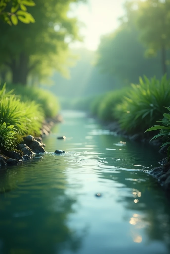(photorealism:1.2), bokeh effect of river
