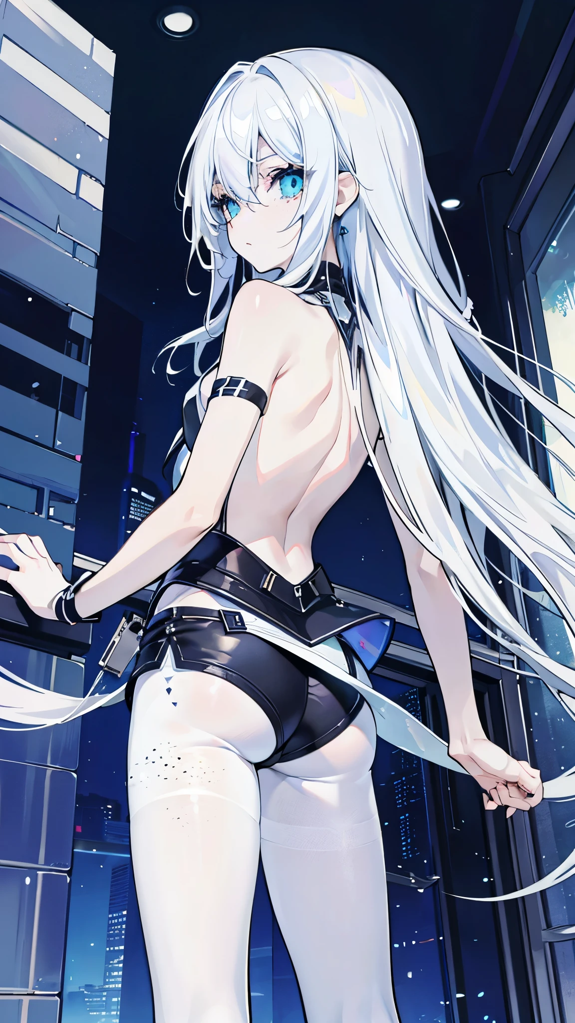 Kanzaki Ranko Silver hair twin drill Limbs restrained by machine Blindfolded Legs spread in M shape Rod-shaped machine thrusting into female genitals Blushing Drooling Armpits Mouth open and drooling Blindfolded Legs spread in M shape