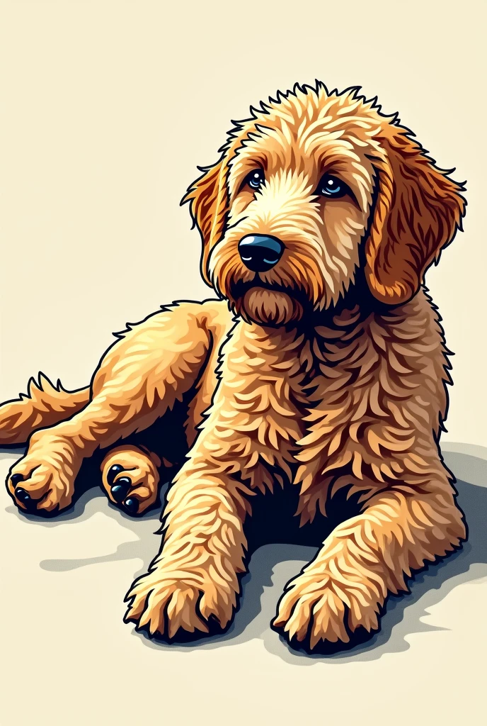 Labradoodle laid down, as an illustration style of roy lichtenstein