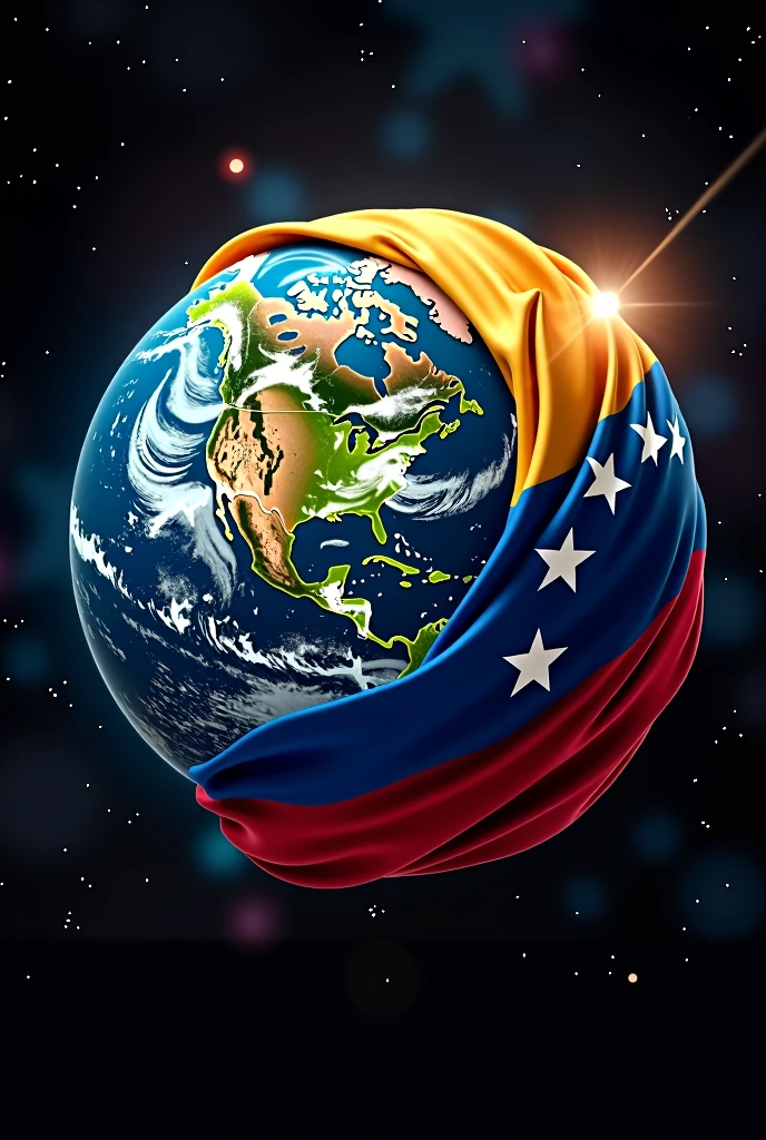 The planet Earth with the 7-star flag of Venezuela 