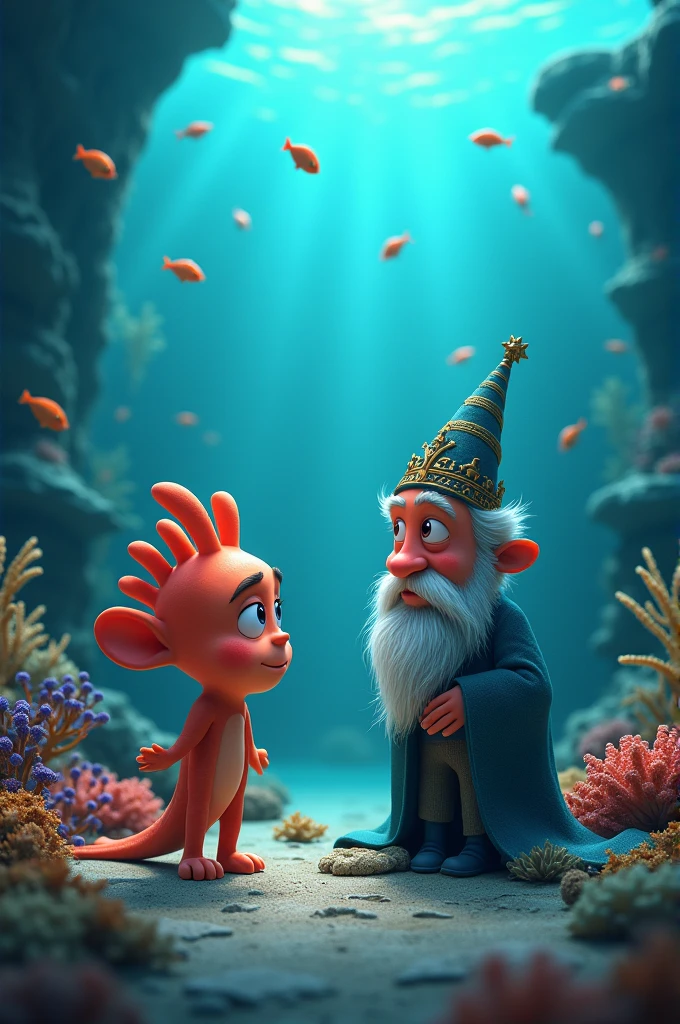 *coral (talking to his father, King Oceus)*: "Father, the water level in our rivers is dropping dramatically. The rains do not come as before, and the fishermen return empty-handed. What's going on?"
