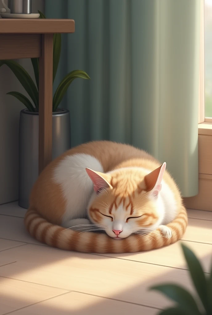 a cat sleeping on the floor