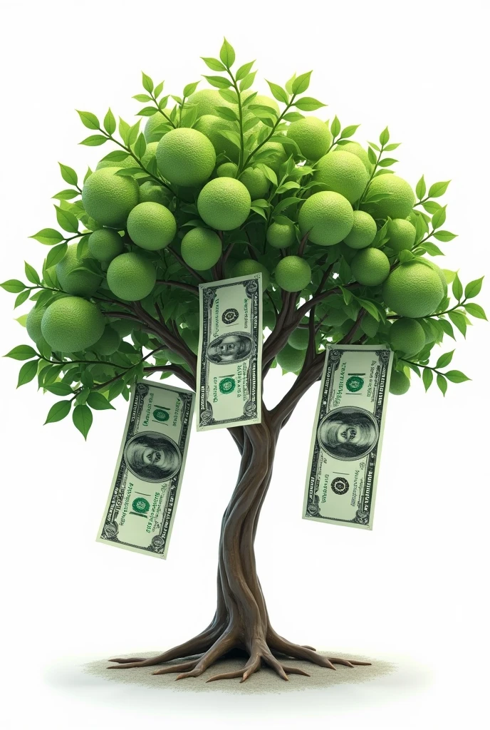 a detailed realistic money tree, 4 usd dollar bills growing as fruits, white background, no leaves, ultra-detailed, (best quality,4k,8k,highres,masterpiece:1.2),ultra-detailed,(realistic,photorealistic,photo-realistic:1.37),HDR,UHD,studio lighting,ultra-fine painting,sharp focus,physically-based rendering,extreme detail description,professional,vivid colors,bokeh,concept art