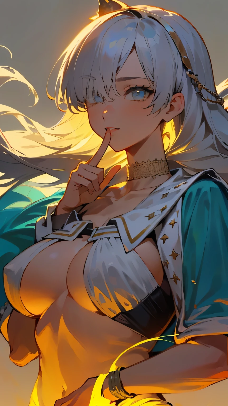 full body), open clothes, ((wind)), ((upper body)), ((thick thighs)), ((close-up)), (portrait) (((masterpiece))), (highest quality), ((perfect face)), very deep eyes, (cinematic lighting), detailed eyes, best quality, sidelight, highres, (intricate details), detailed finger, (illustration:1. 1), highres, (beautiful face:1. 15), trending on artstation, superb, 8k wallpaper, extremely detailed, intricate, award-winning, hyper-detailed, photorealistic background, braided hair, (((masterpiece))), (highest quality), ((perfect face)), very deep eyes, (Beautiful Detailed Eyes),Perfect Anatomy, Eyeliner, nsfw, (cinematic lighting), detailed eyes, best quality, sidelight, (intricate details), detailed finger, (illustration:1. 1), (beautiful face:1. 15), superb, 8k wallpaper, extremely detailed, intricate, award-winning, hyper-detailed, photorealistic background, sharp eyes, choker, (large breasts: 1.2), cleavage, light smile, (black crop top, thin material, jean shorts), open waist, (symmetry eyes), (perfect symmetrical body), braided hair