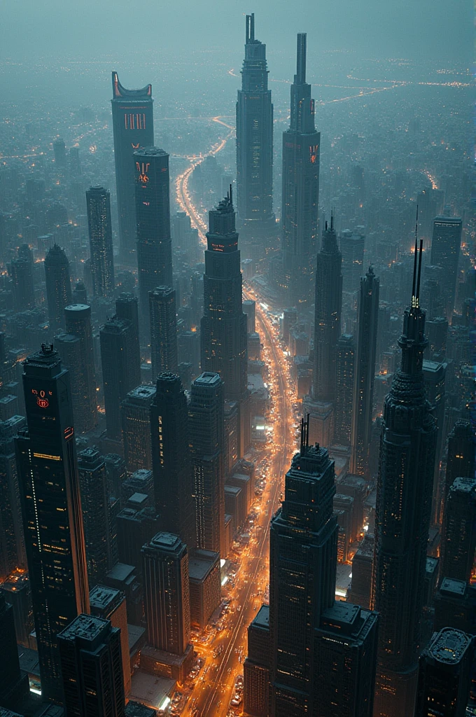 Night city view from sky