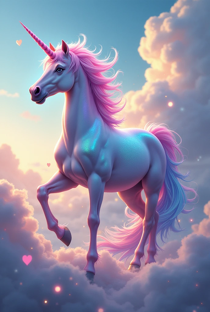 Beautiful big unicorn is rainbow and heart and