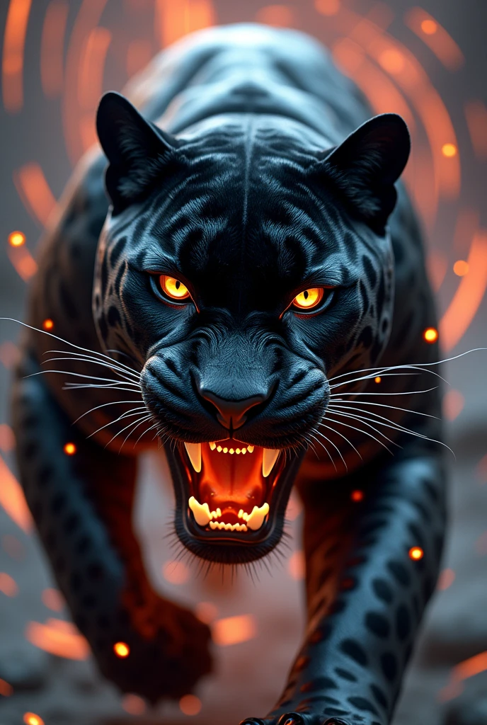 Black Jaguar with sound waves coming out of its mouth 