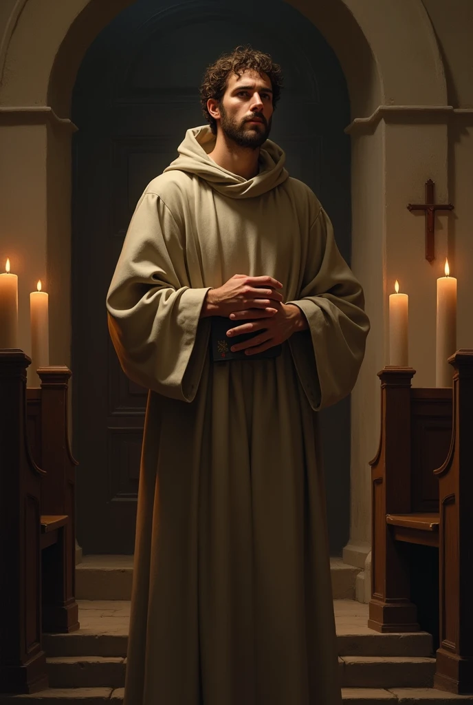 Create an image of Saint Francis of Assisi in the seminary