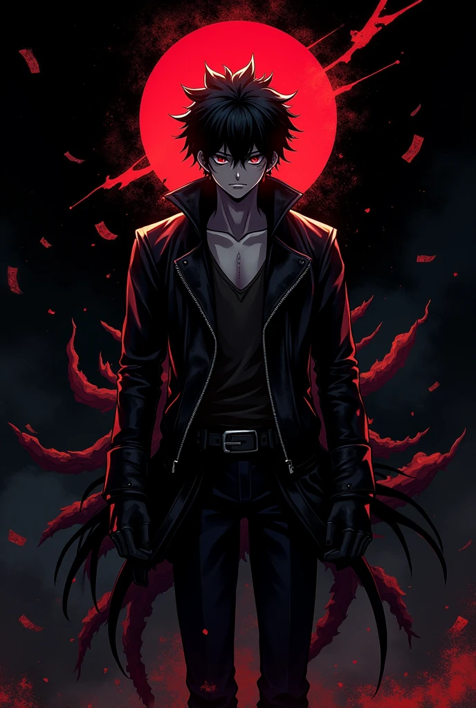 A black wallpaper, background with anime character (denji on chainsaw man anime), on the meddle give a name ( shohag)