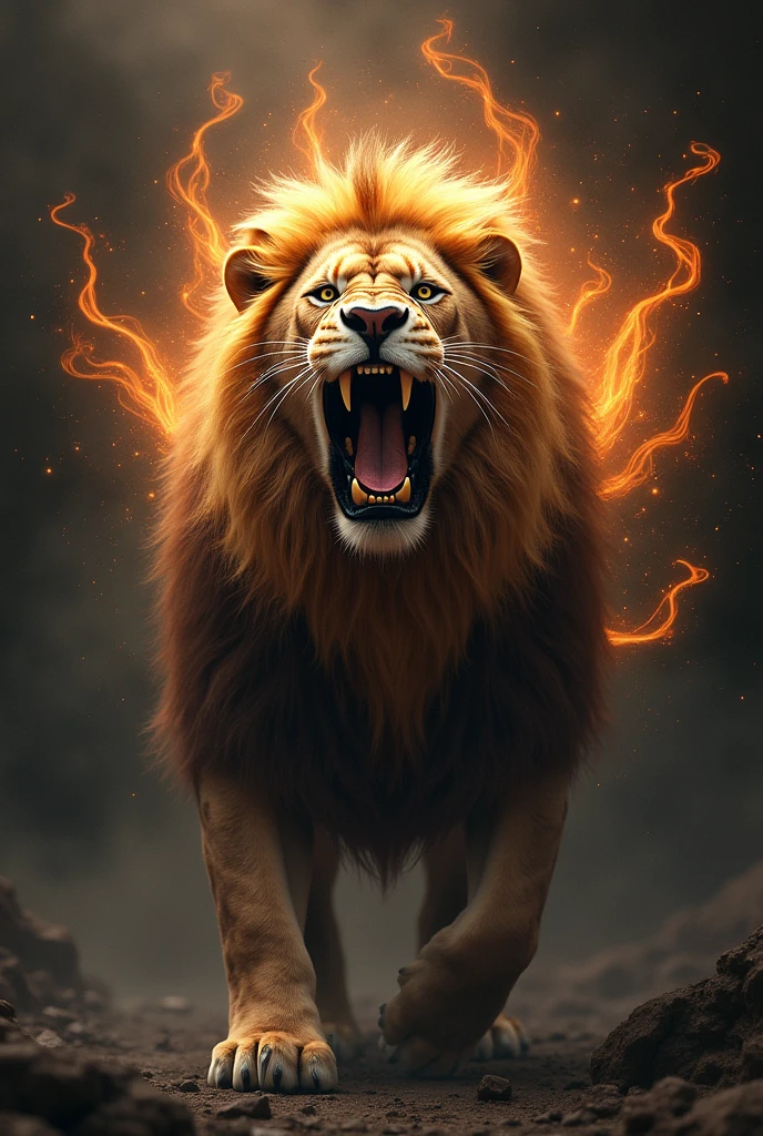Lion with sound waves coming out of his mouth 