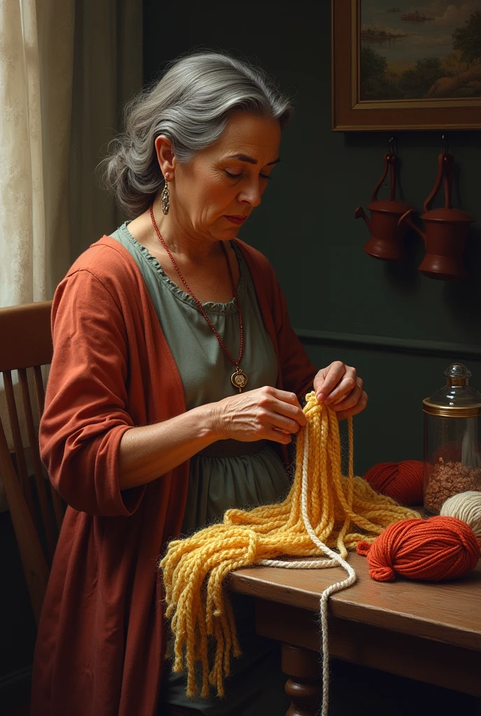 Penelope unraveling her knitting for children