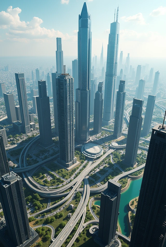 Build a modern city. Zoning in the city center can have large skyscrapers and the height of buildings will gradually decrease until reaching peripheral areas.. Master the city from afar for its shape.