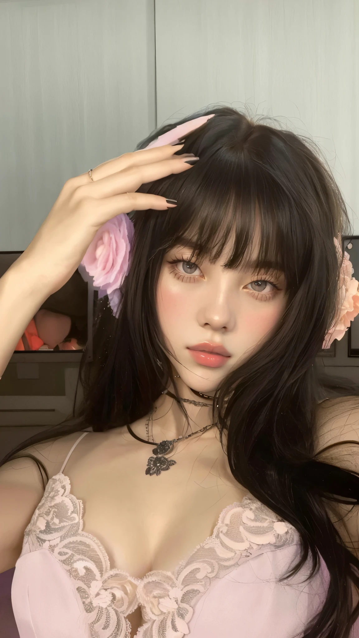 a close-up of Jennie taking a selfie in a black dress, 1, ava max, long blonde hair and big eyes, a gorgeous blonde, 21 years, with long blonde hair, 2 female model, 2, jaw dropping beauty, Kailee Mandel, violet myers, jennie blackpink