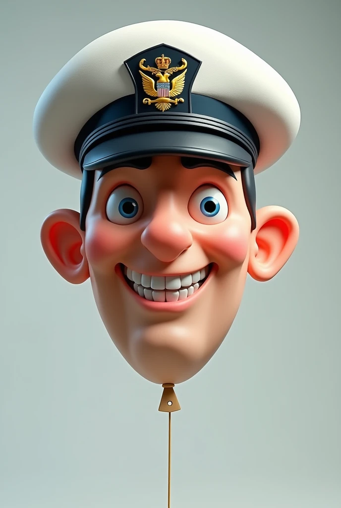 A balloon with a face of navy officer with cap lifting an anchor , face mixed with the texture of the balloon, 8K, High Quality