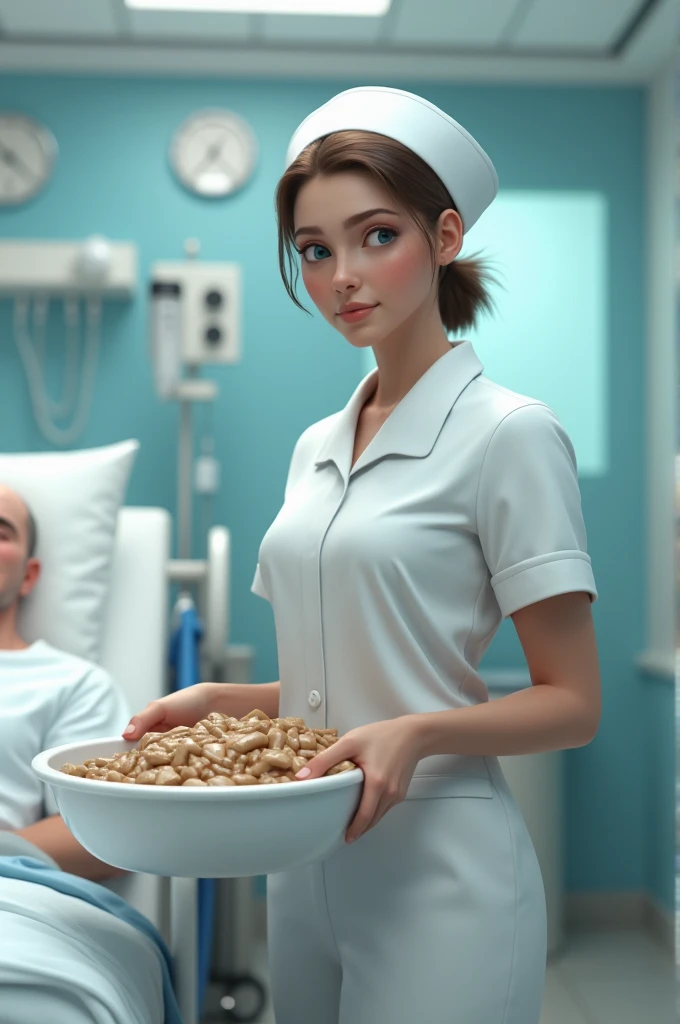 Nurse holding bedpan full of feces 