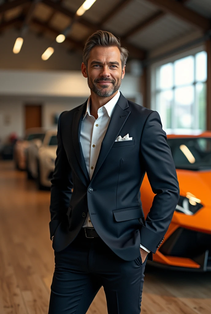 A man who worked hard and now got his success he has a lot of money and many cars and everything he wanted