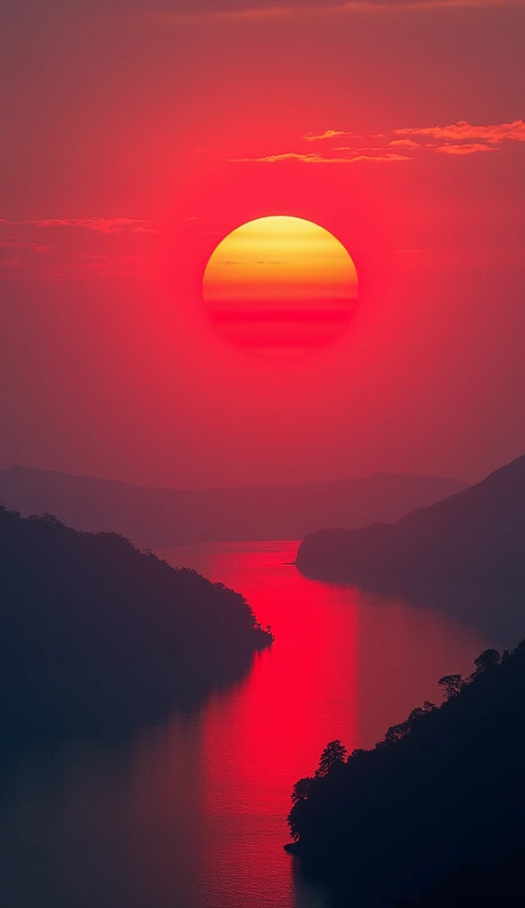 Red sun rising in HD