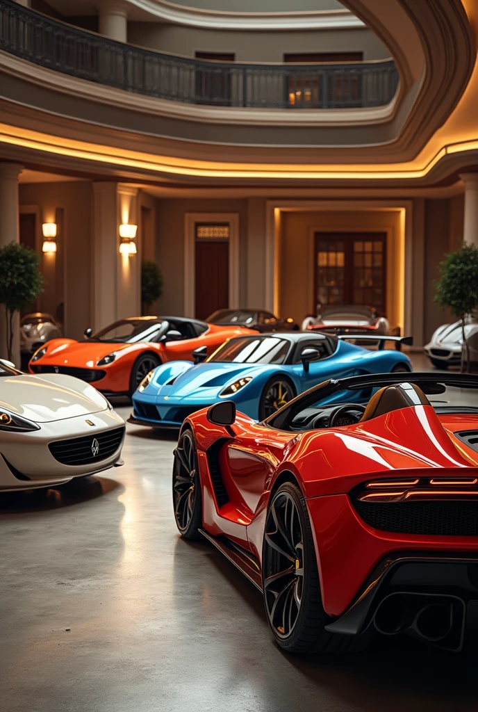 Cars in the garage of a mansion