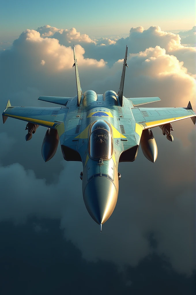 Fighter plane with crossed tools and Brazilian flag