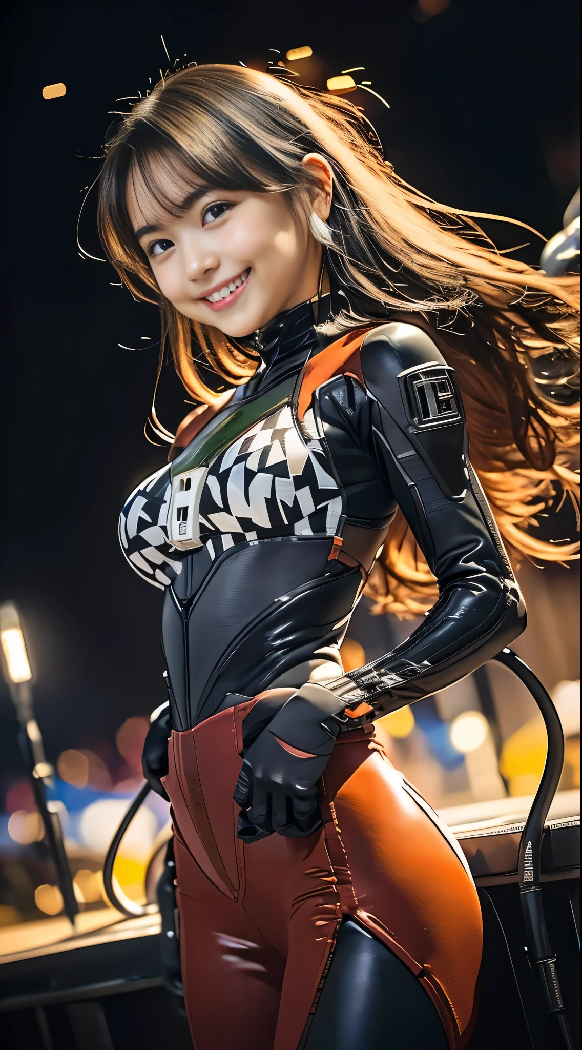 （8k、Raw photography、Highest quality、masterpiece：1.2),(Black Hair、Dark Eyes:1.9),(Plug Suit:1.7)、View your viewers,Front view,White skin,(:1.4)、(Tight waist:1.6)、(Clothes that accentuate the shape of the breasts:1.4)、(Big Breasts :1.2)、Slim figure、Ultra-high resolution,beautiful,beautiful fece,(One person、No background:1.9),whole bodyボディー,Japanese women,（reality的：1.37）、Photon Mapping,reality、(Baby-faced and cute: 1.4)、(Cute Smile: 1.8)、(Round face: 1.8)、Radio City、Physically Based Rendering、Depth of field rally background、photograph, (:1.8),（:1.6）,whole body、Great quality