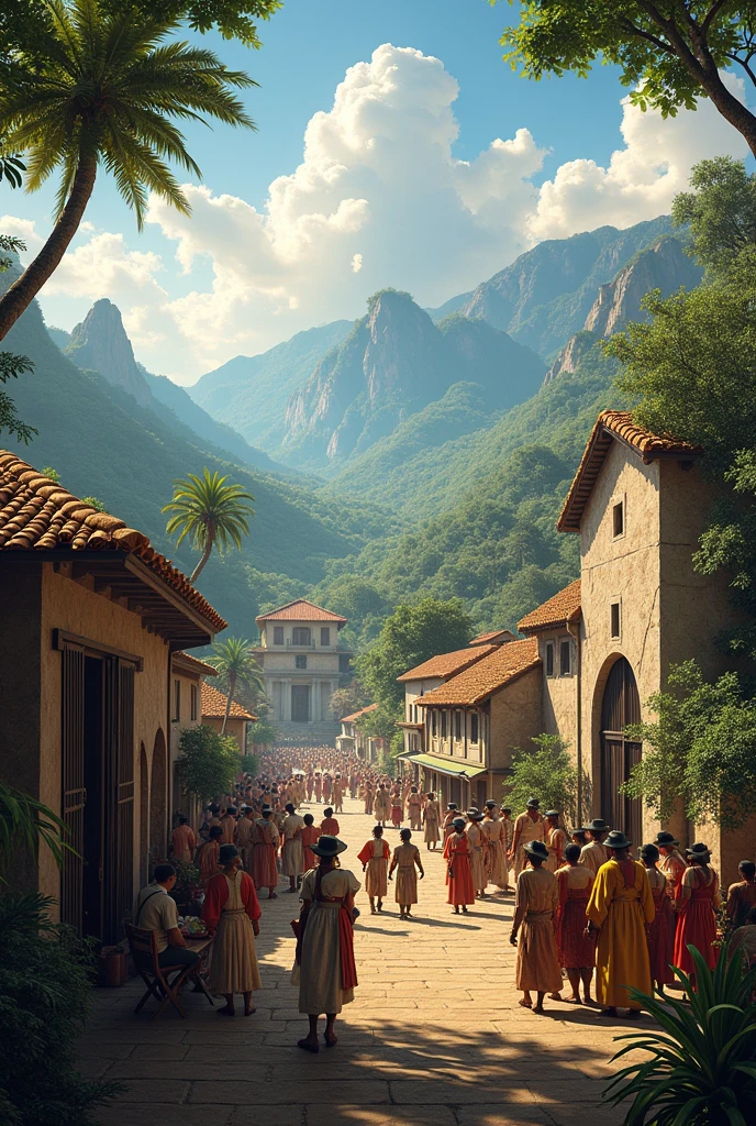 Generates an image of Spanish colonization in South America, format 16:10