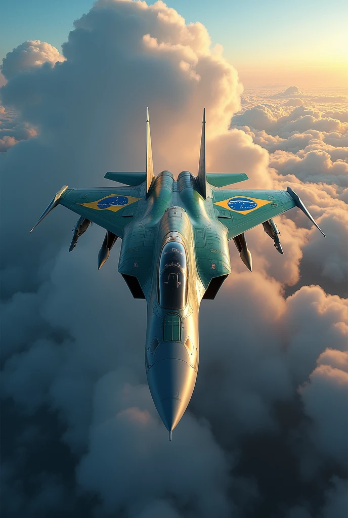 Fighter plane with crossed tools and Brazilian flag