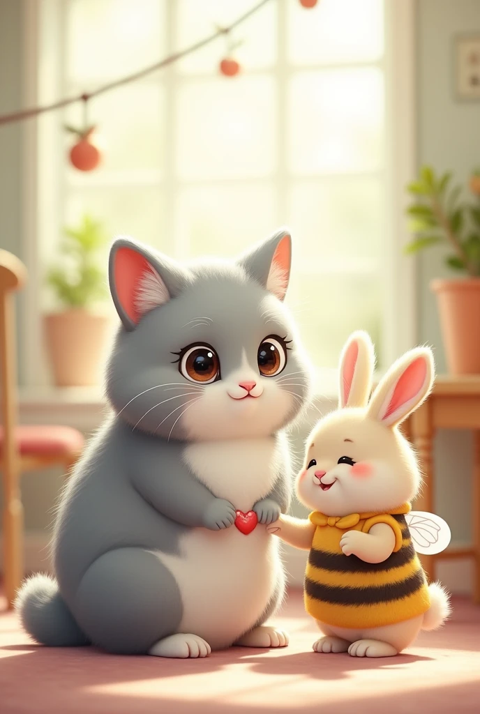 British Shorthair,Anime Touch,Rabbitの赤ちゃん,Rabbit,みつばちのコスチュームを着たRabbit
