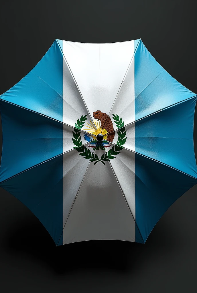 Umbrella with the coat of arms of Guatemala that Among the elements of the shield are the rifles, that allude to strength, while the swords to justice and sovereignty.