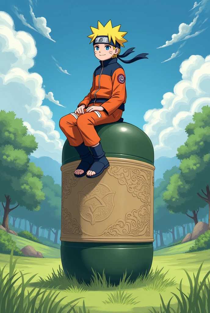 naruto sits on the bottle