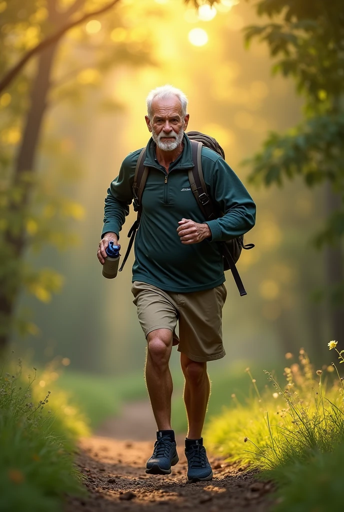 create an image of an elderly man doing physical activity 