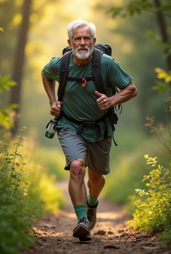 create an image of an elderly man doing physical activity