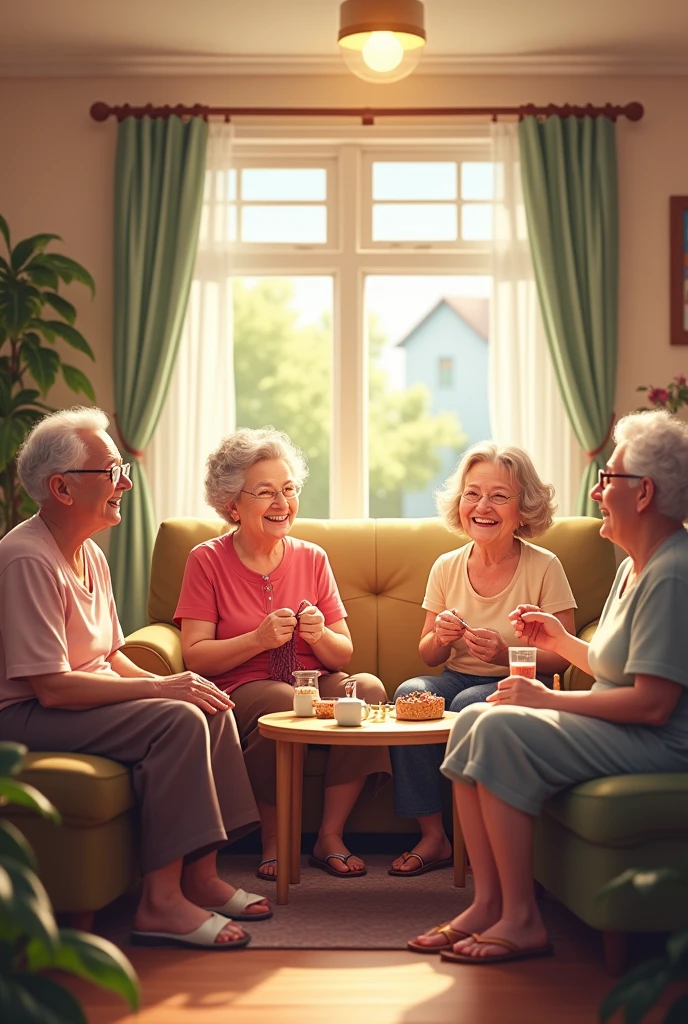 Image of a nursing home with happy elderly people