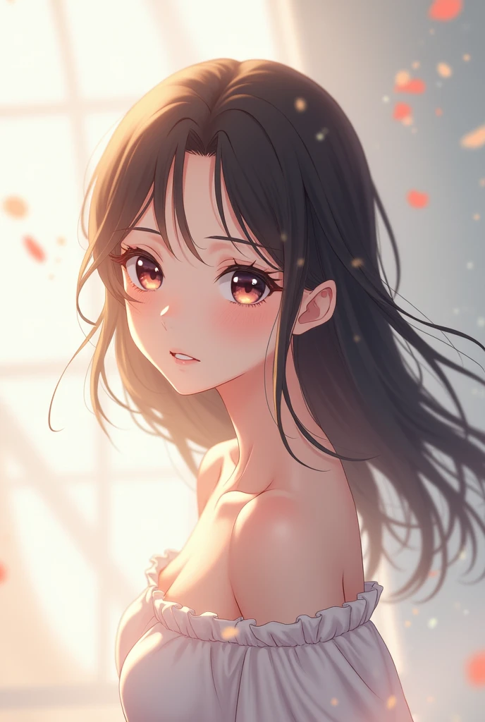 Horizontal image for cover with an anime woman to color