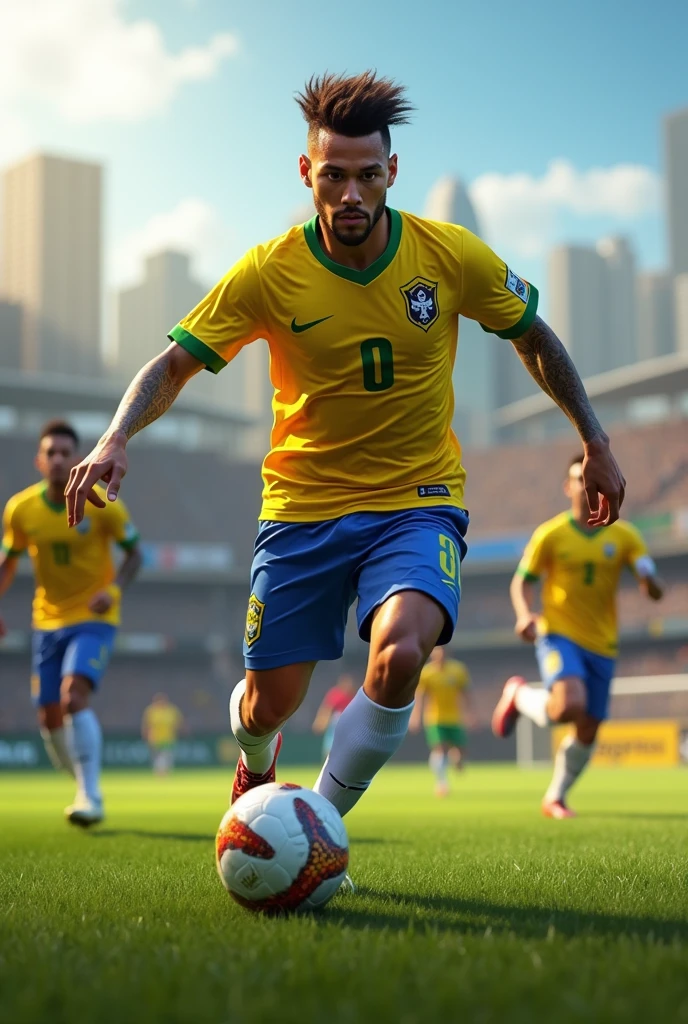 Make Neymar on the football field in the São Paulo team 