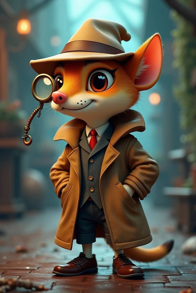 I want to create a logo for my YouTube channel which is about curiosities. Make a different character that is lovable and not weird, It has to be a YouTube channel character of curiosity, I want him to be really cool and detailed, make him like a detective 