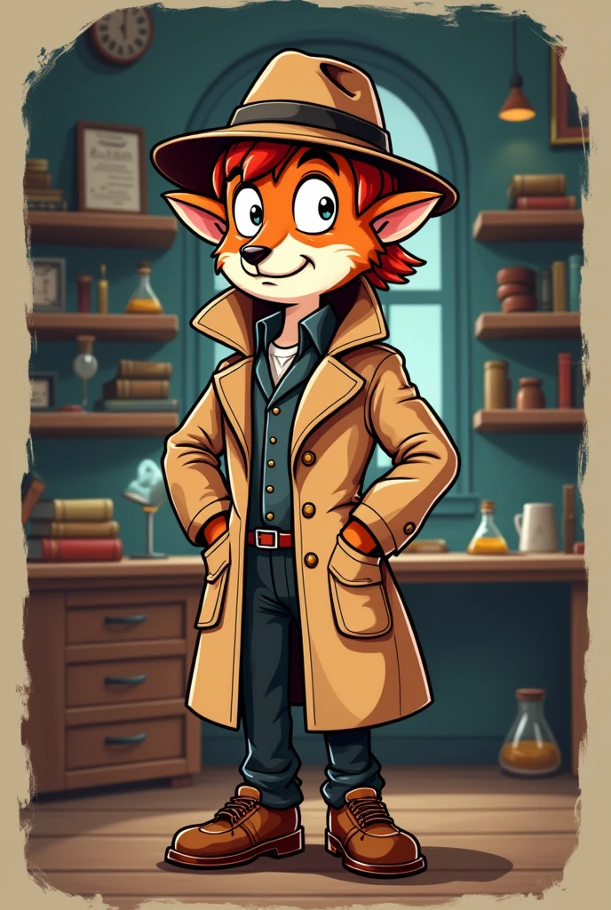 I want to create a logo for my YouTube channel which is about curiosities. Make a different character that is lovable and not weird, It has to be a YouTube channel character of curiosity, I want him to be really cool and detailed, make him look like a detective and a genius