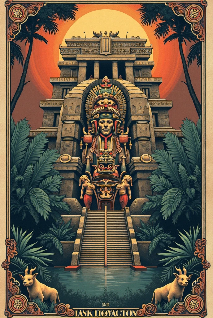 Create a 100 Mayactans bill with the Mayan gods in the center but very detailed and the bill should be rectangular lying down so that it is more detailed and put it horizontally.